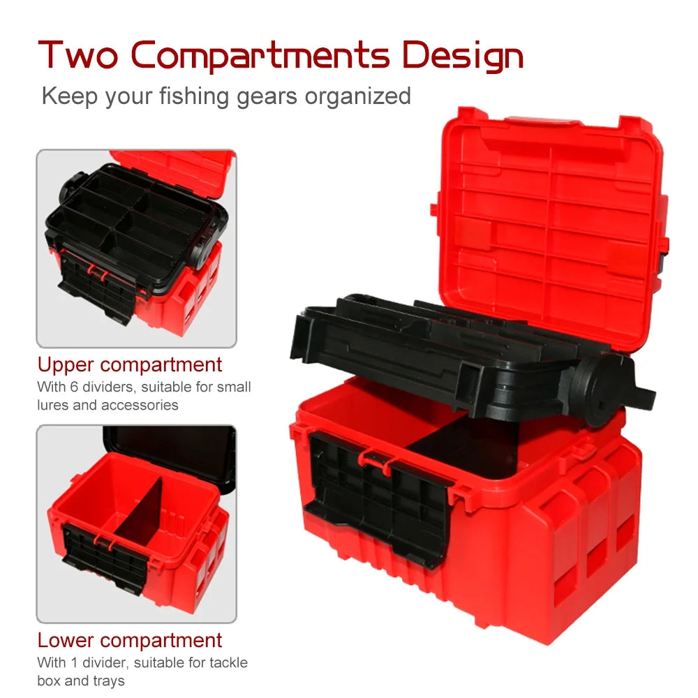 Fishing Box Travel Case with Bottle Holder and Rod Stands Tubes H515