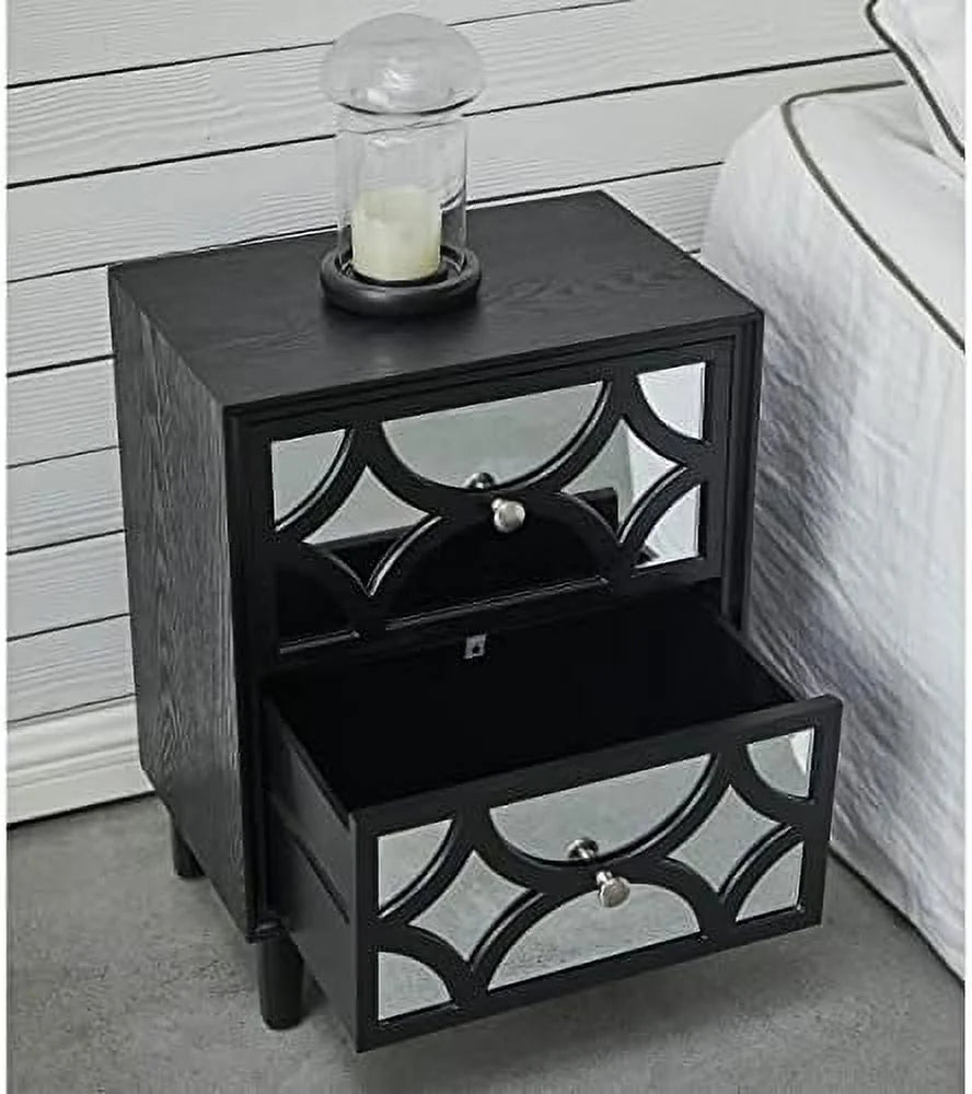 Mirrored Console Table with Drawers 31.5” Light Gray Q81875