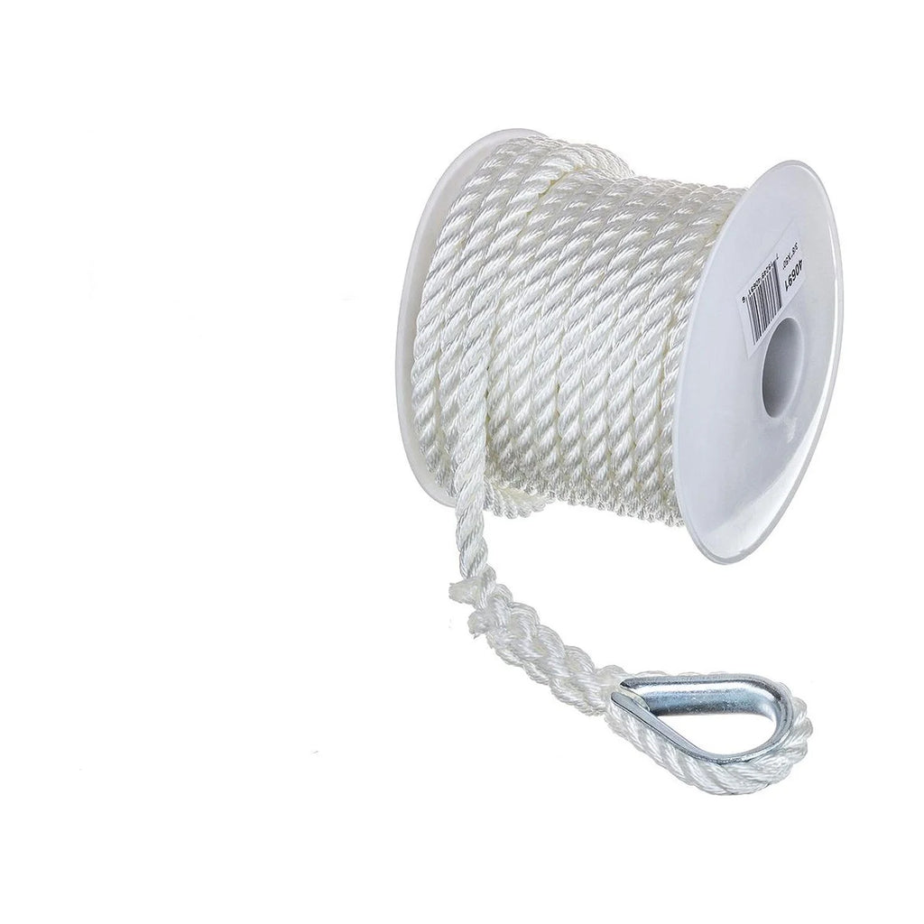 White 3-Strand Twisted Nylon Anchor Line Rope, 3/8 In. X 50 Ft. L383