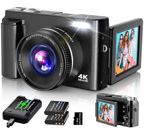 4K 48MP Compact Digital Camera with 16X Zoom, Black M802005