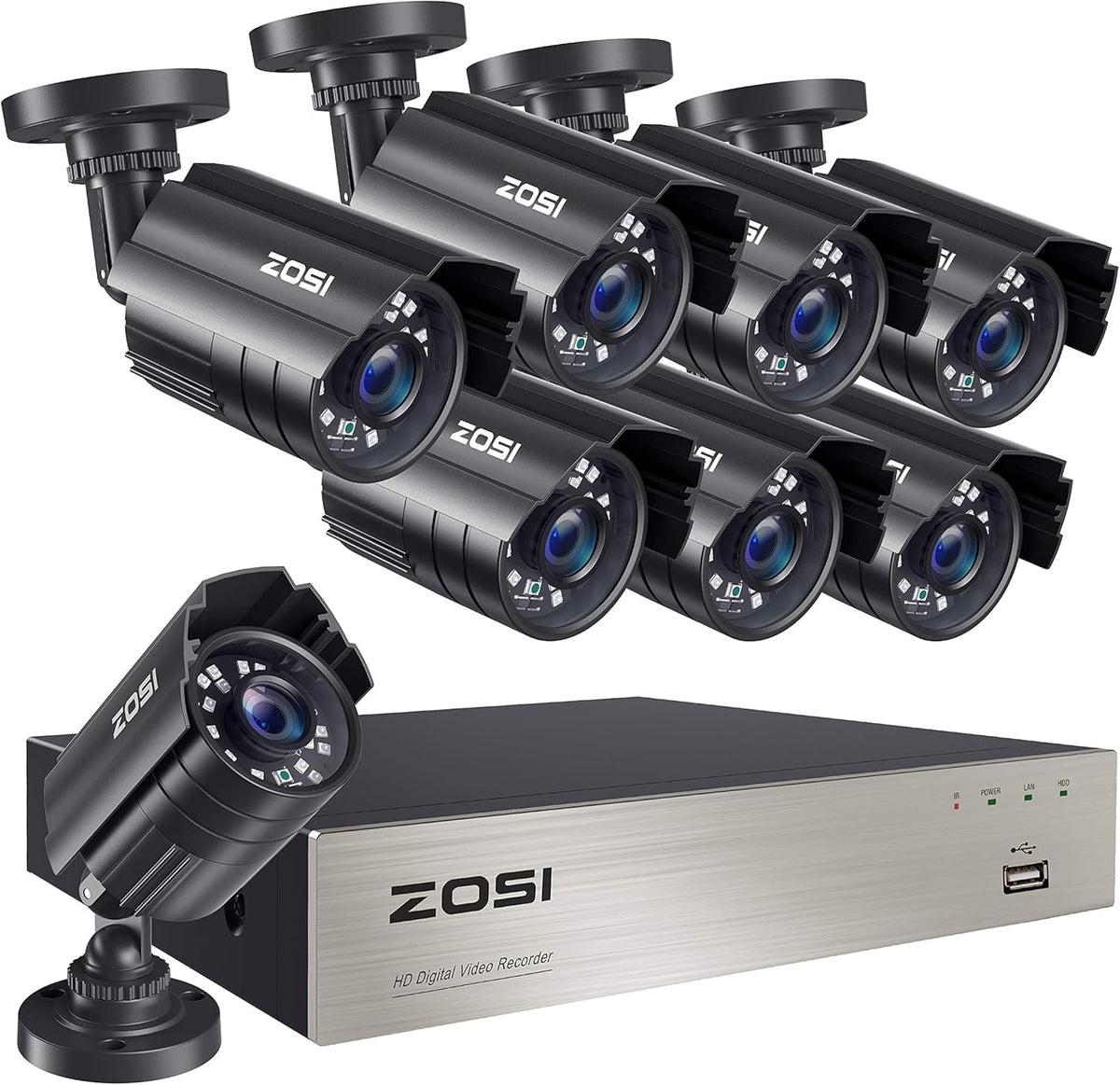 8 Channel 5MP Lite Home Security Camera System with 8 x 1080p Weatherproof Cameras T226812