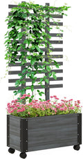 Gray Raised Garden Bed with Trellis H652866