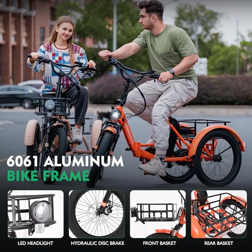 500W 48V Folding Aluminum Frame Electric Tricycle with Large Basket and Removable Battery N90033