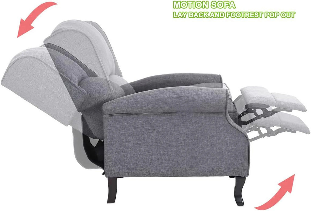 Gray Fabric Manual Push Back Recliner Sofa X1745