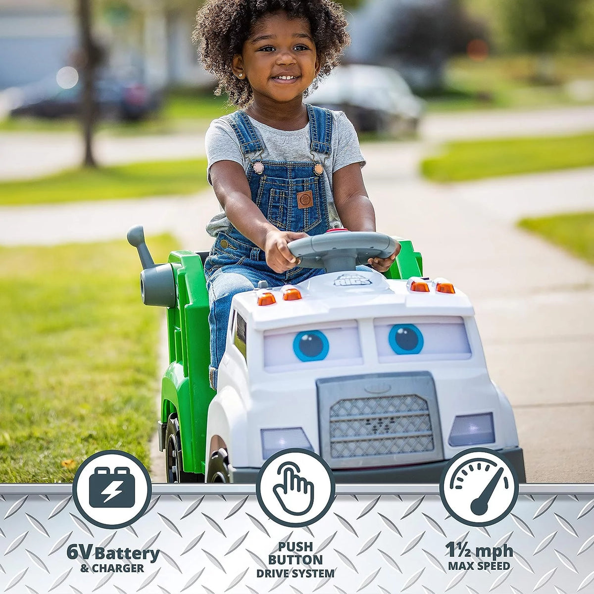 Toddler Recycling Truck Ride On Toy with 6 Volt Battery and Charger A724