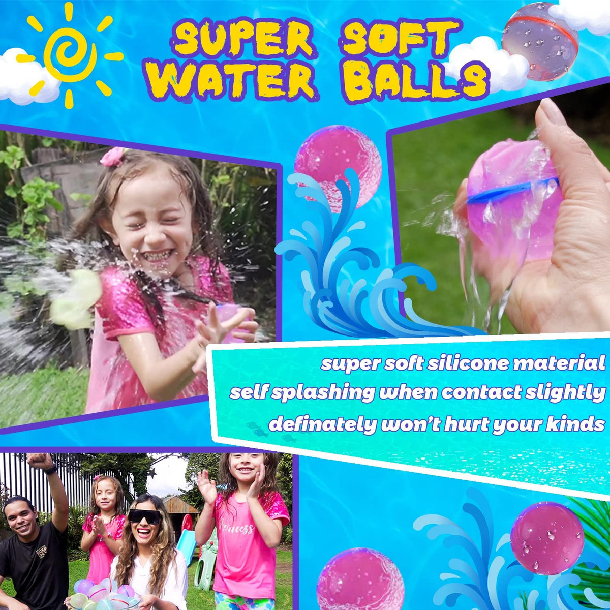 12 PCS Refillable Silicone Water Balloons O36605