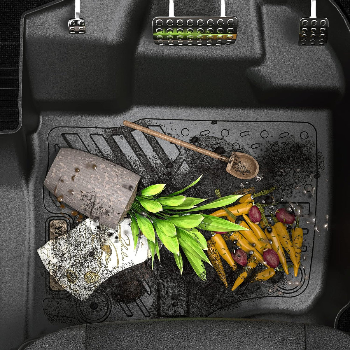 Black Custom Fit Car Floor Mats 3 Rows with Cargo Trunk Liner F904