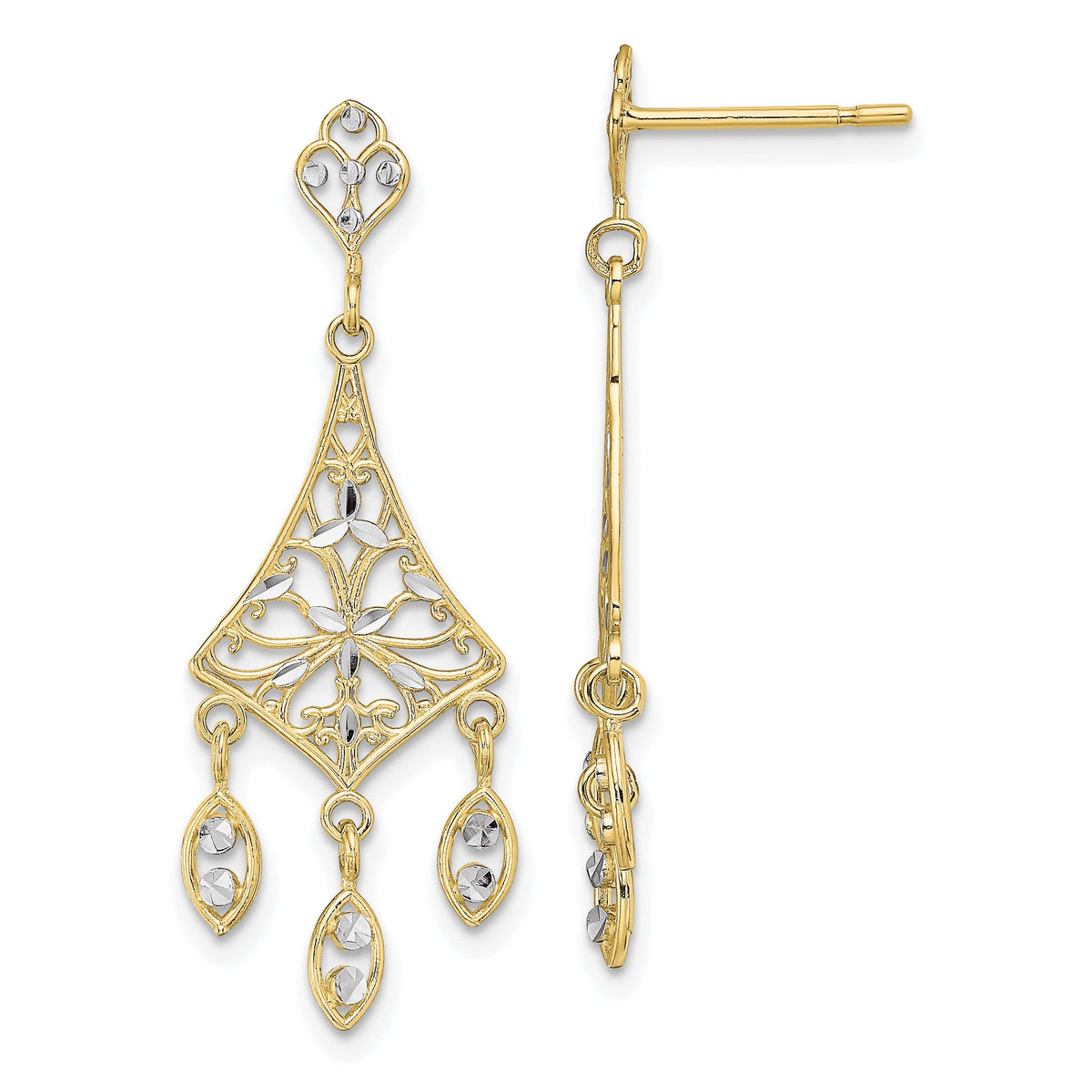 10K Yellow Gold Chandelier Dangle Earrings S209415