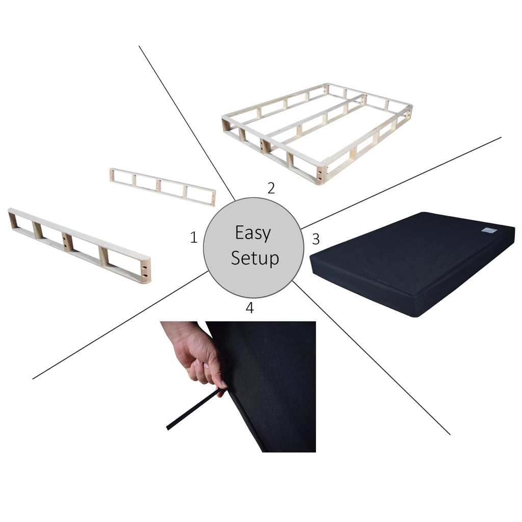 Wood Box Spring Mattress Foundation 8" Queen Beige R13840