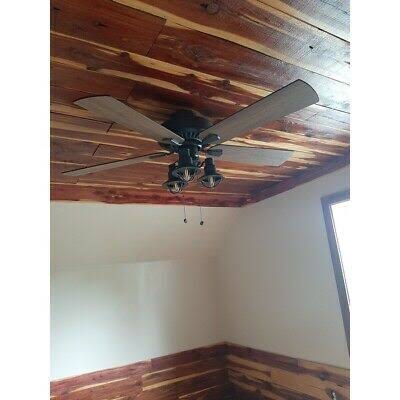 Rustic Industrial Farmhouse LED Ceiling Fan with Light Kit and Remote, 52x22 Y15689