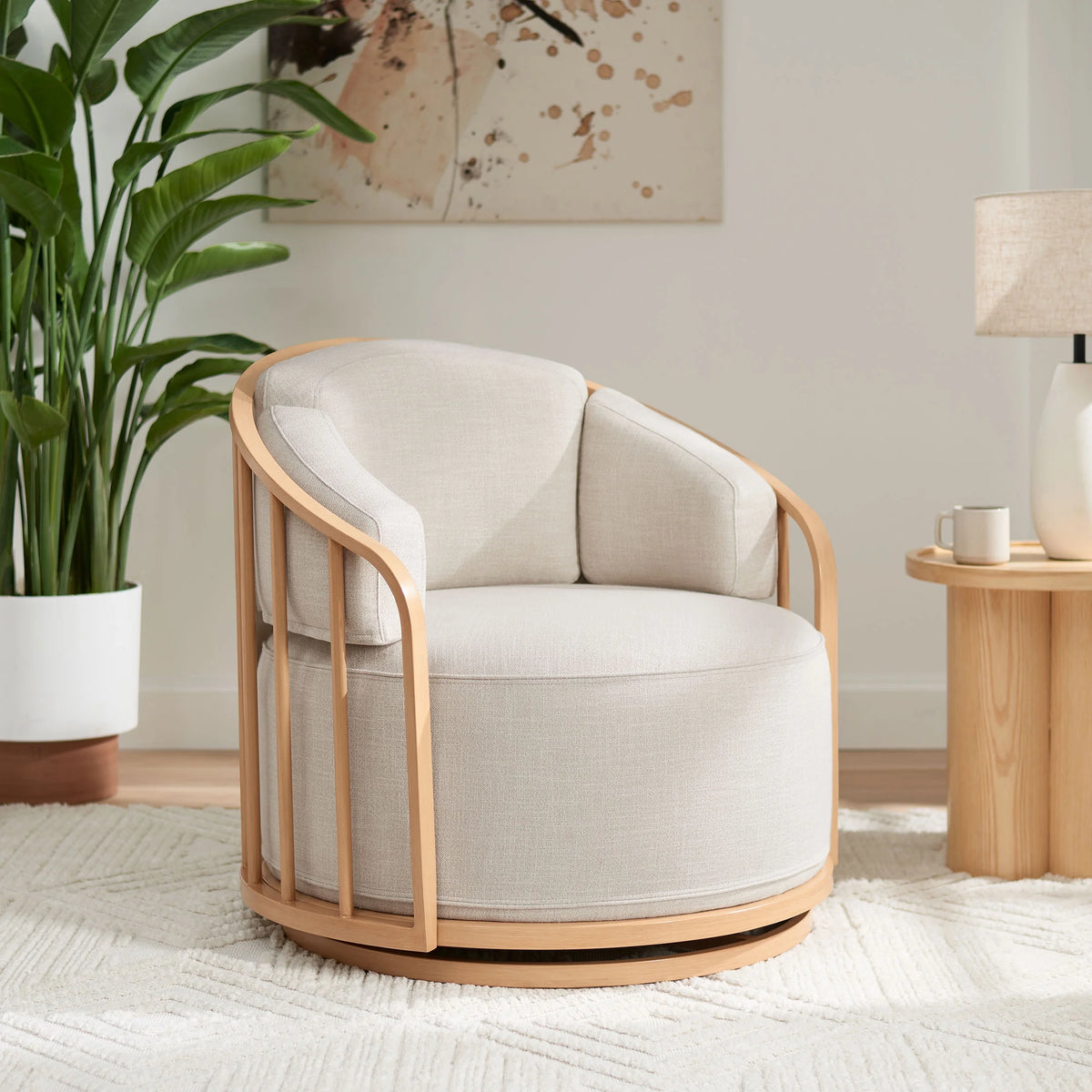 Natural Pine Swivel Chair A8588