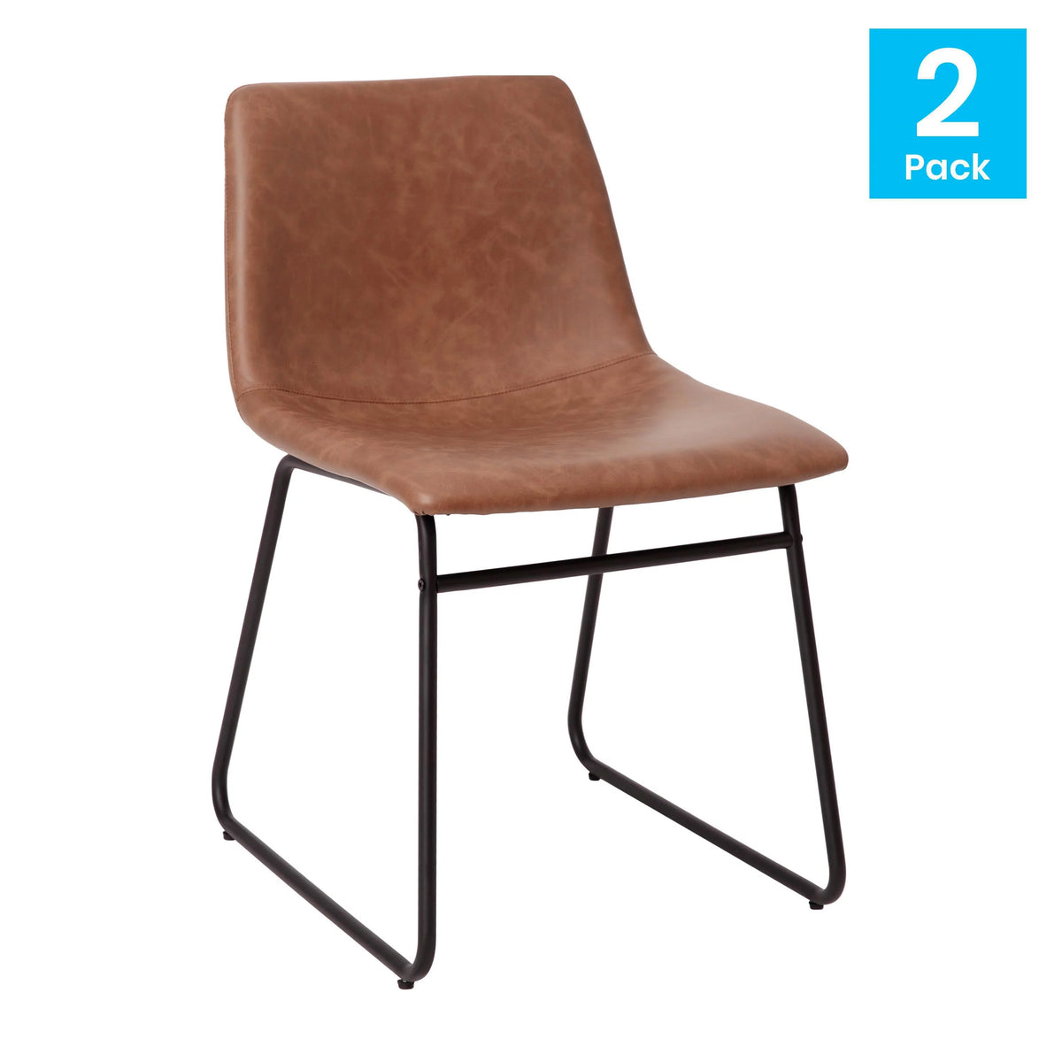 Light Brown Faux Leather Dining Chair Set of 2 K79833