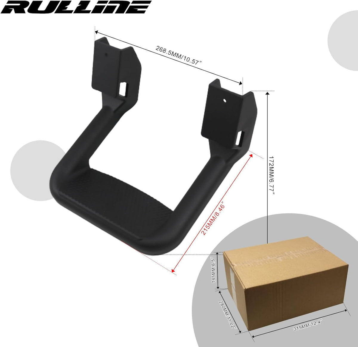 Black Powder Coated Truck Side Step Set - 2 Pieces (1 Pair) with Mounting Brackets M23801