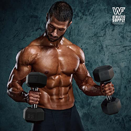 Rubber Encased Hex Dumbbells with Rubber Grip Contoured Handle Y86331