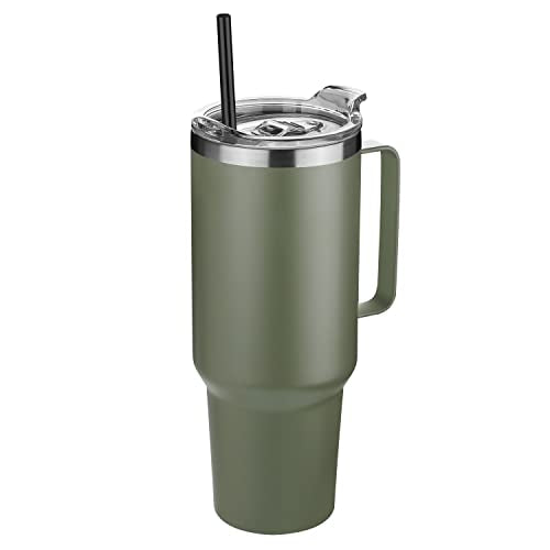 40 oz Stainless Steel Vacuum Insulated Tumbler with Handle (Black, 1) I6455