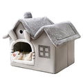 Grey Double Roof Indoor Dog House Cat Kennel with Removable Cushion V32106