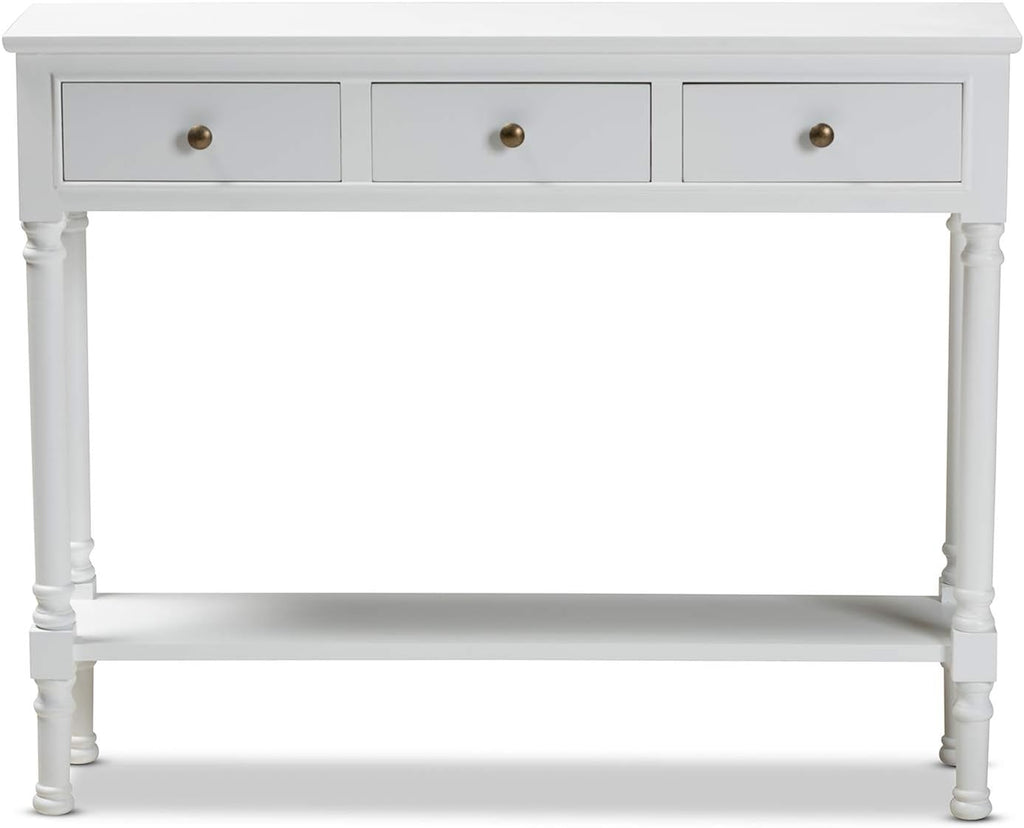 White 3-Drawer Wood Console Table O661