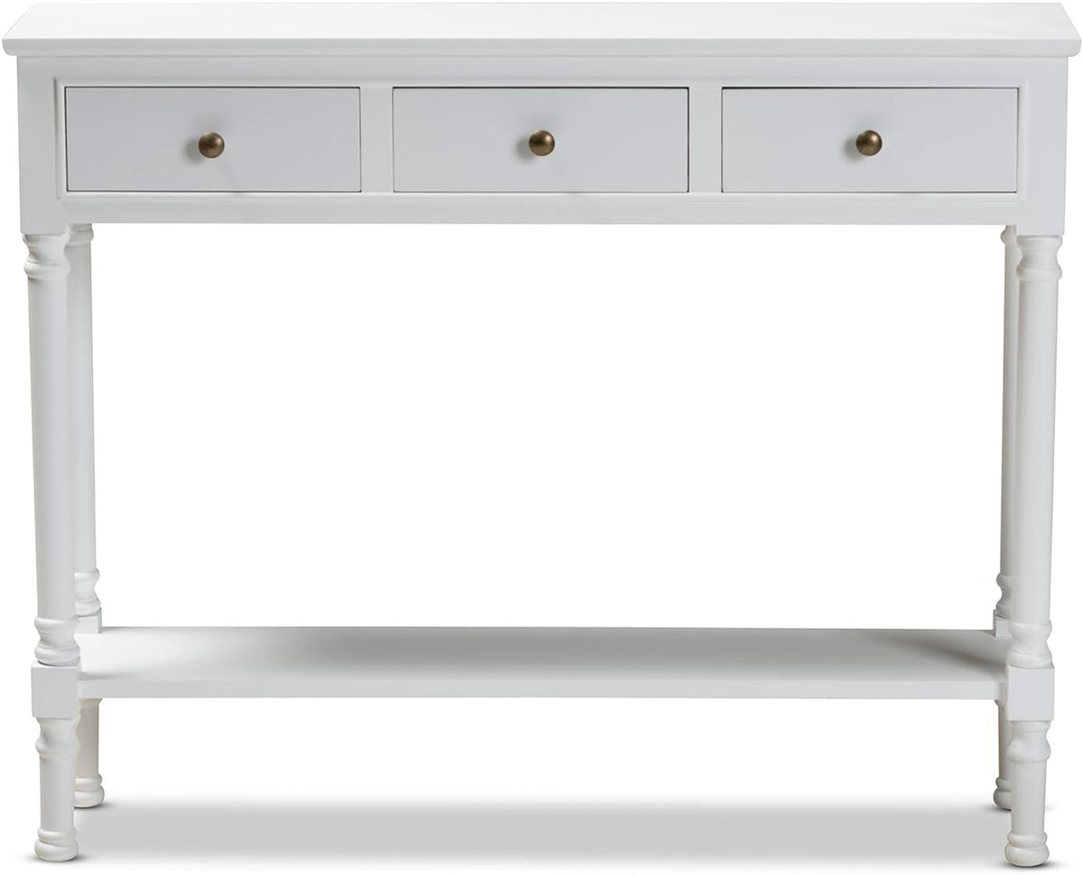 White 3-Drawer Wood Console Table O661
