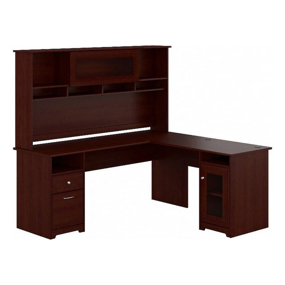 72W L Desk with Hutch in Harvest Cherry Engineered Wood N5504