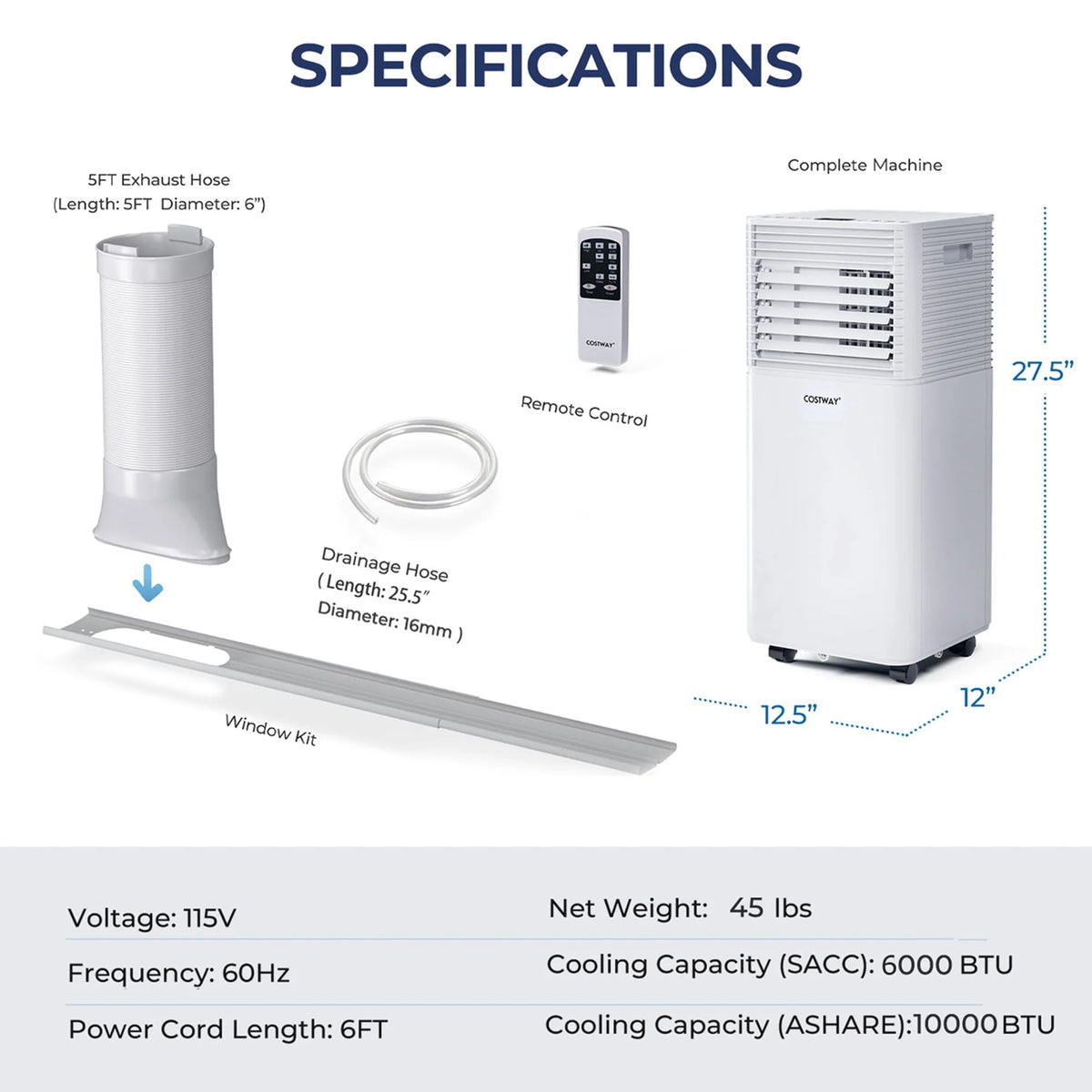 6000 BTU Portable Air Conditioner 3-in-1 Black T3935