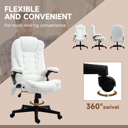White Velvet High Back Reclining Office Chair with Remote U50776