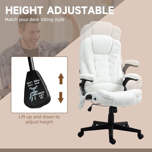 White Velvet High Back Reclining Office Chair with Remote U50776