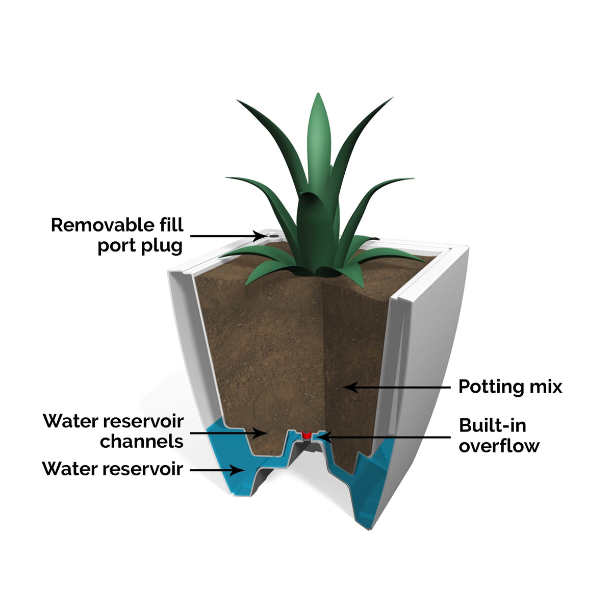 Black 24 in Square Planter G3915