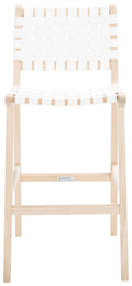 White/Natural Leather Bar Stool W711