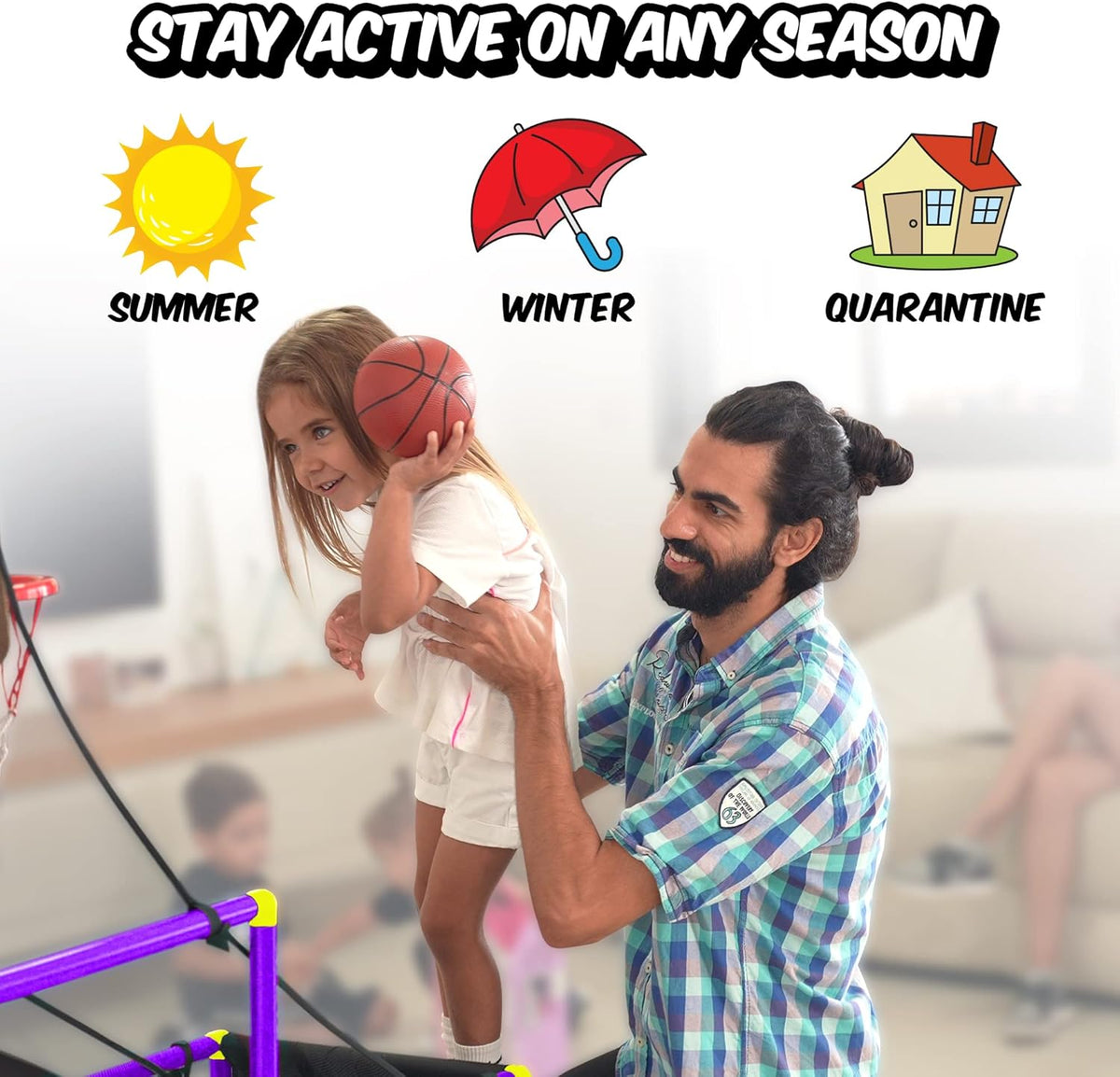 Purple Pack of 2 Indoor Arcade Basketball Hoop with 2 Basketballs and Air Pump E212065