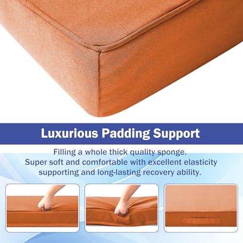 Waterproof Outdoor Chair Cushions Set of 4 with Handle and Ties, Beige J866