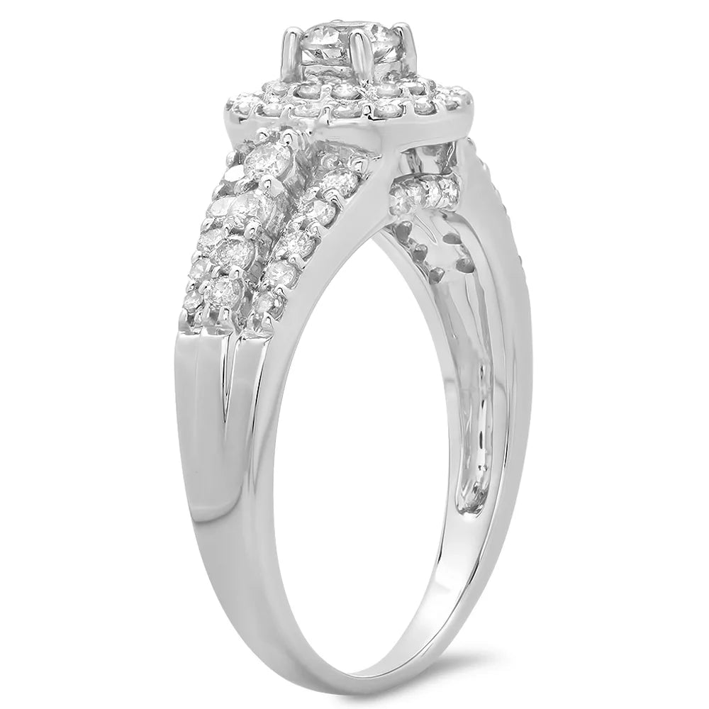 10K White Gold Diamond Halo Engagement Ring K4883