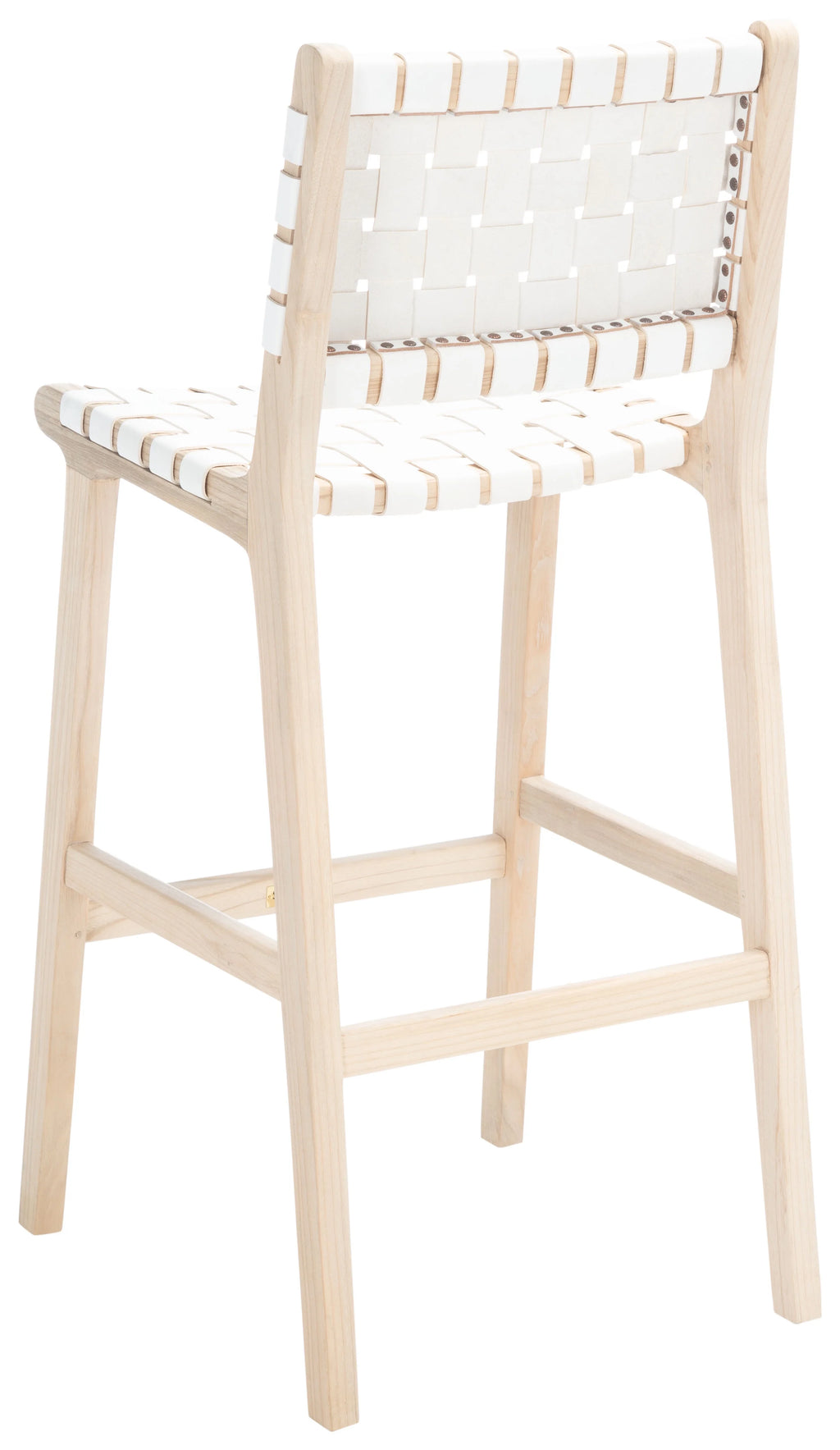White/Natural Leather Bar Stool W711