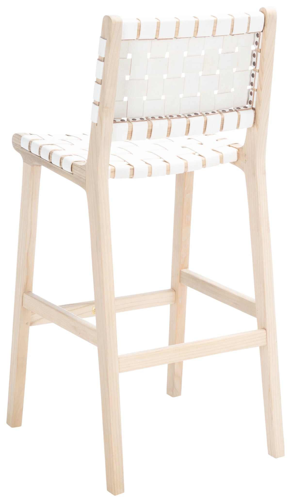 White/Natural Leather Bar Stool W711