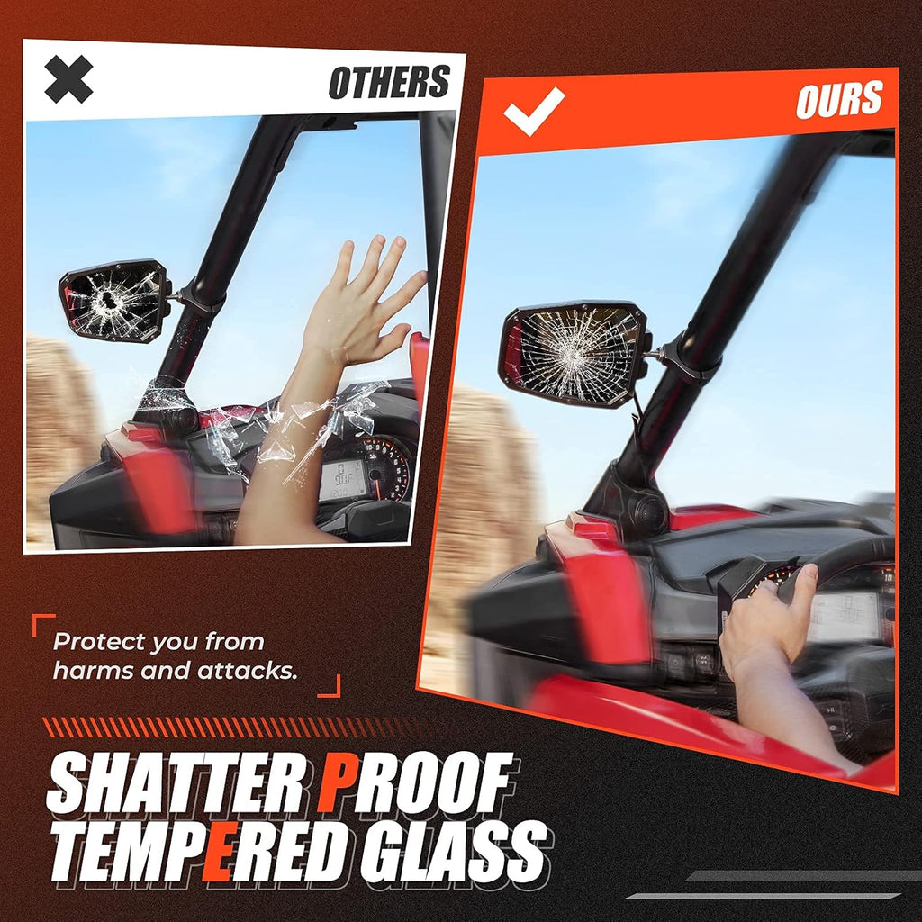 UTV Side Rear View Mirrors with Lights Z3966
