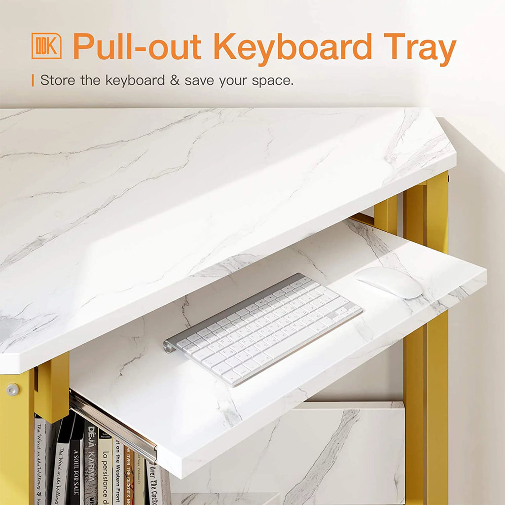Modern Triangle Corner Computer Desk with Keyboard Tray A991