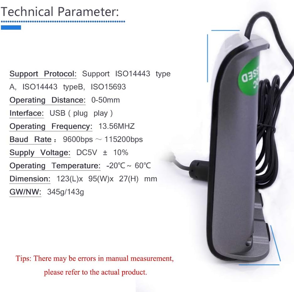 NFC RFID Reader Writer with 2pcs MF1 Cards and 2pcs I-Code 2 Cards Q451