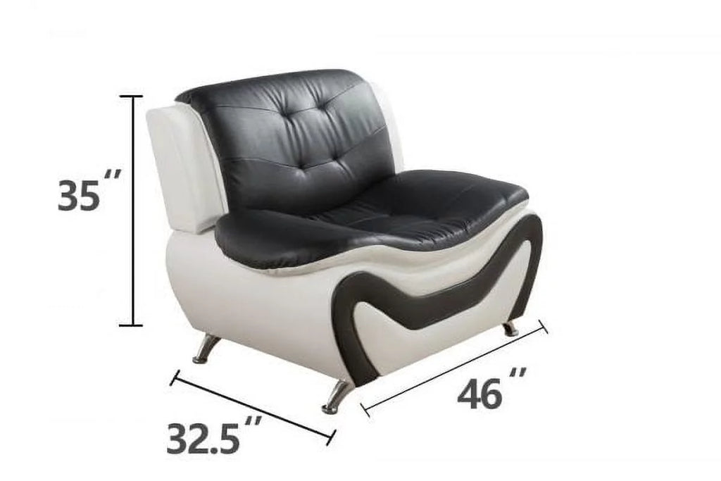 3 pc Black and White Faux Leather Sofa Set X286829