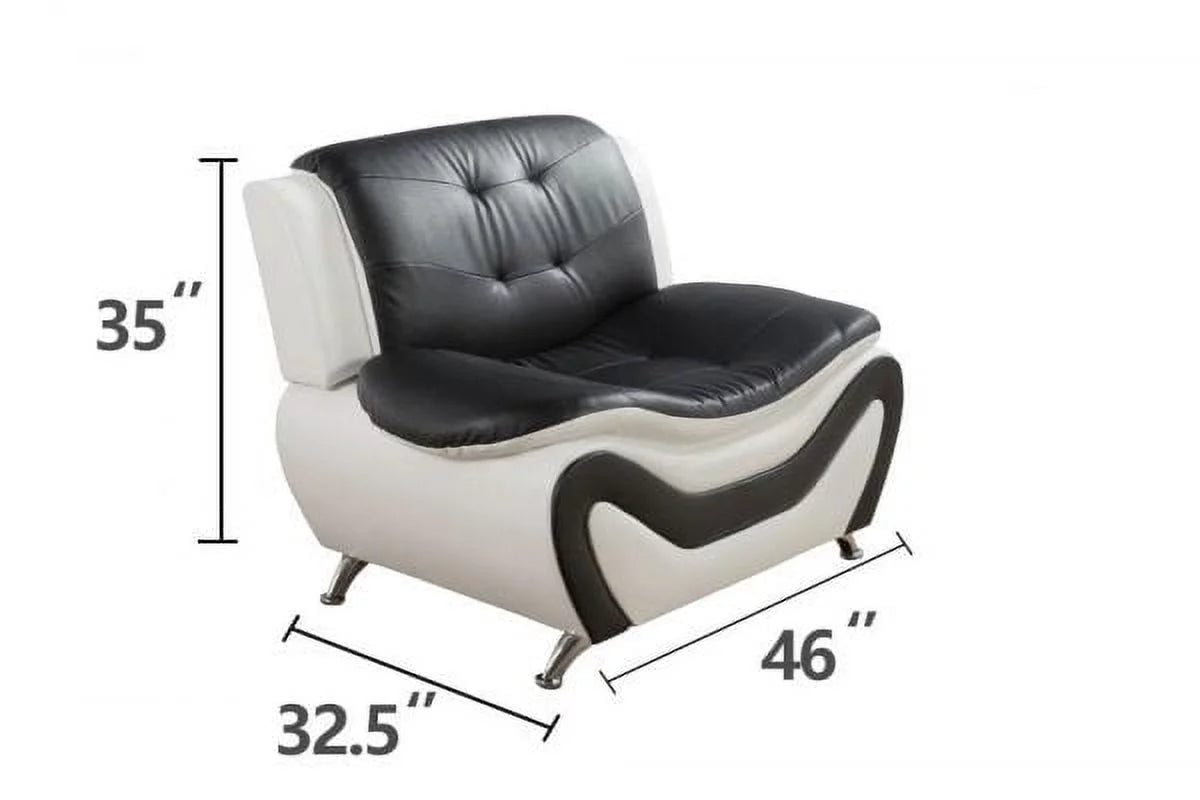 3 pc Black and White Faux Leather Sofa Set X286829