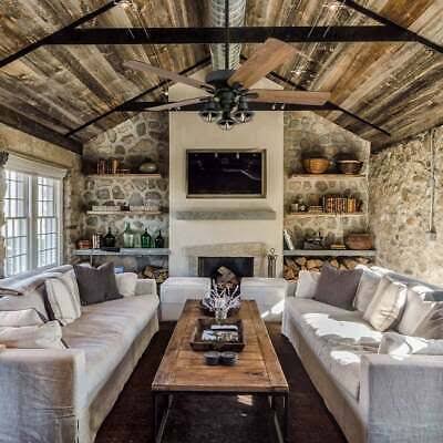 Rustic Industrial Farmhouse LED Ceiling Fan with Light Kit and Remote, 52x22 Y15689