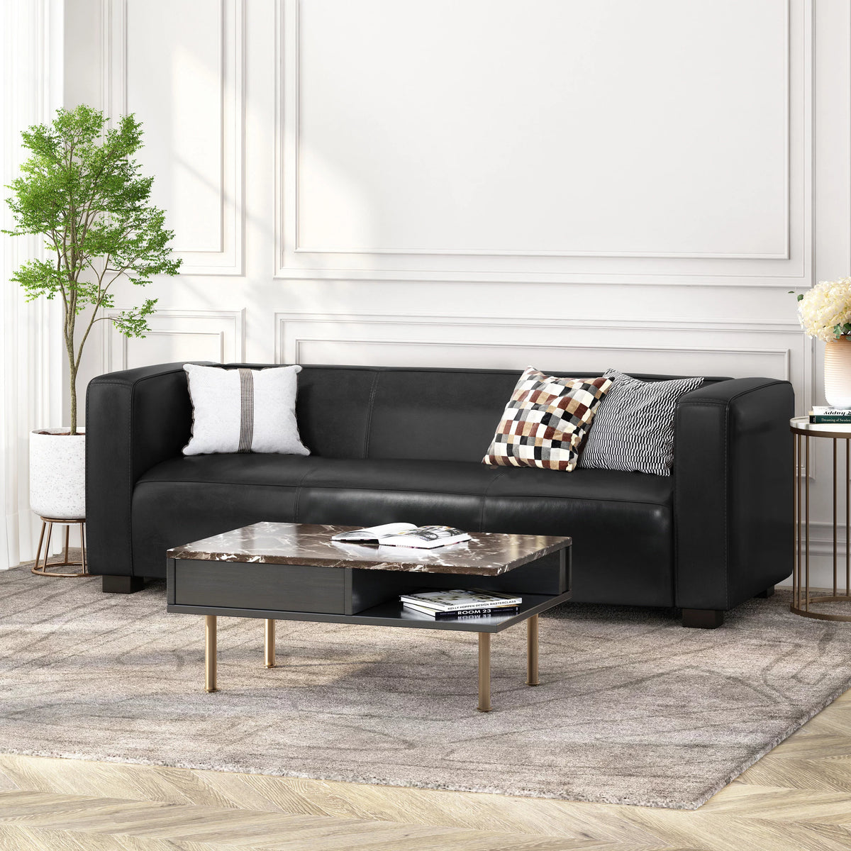 Faux Leather 3 Seater Sofa Q5633