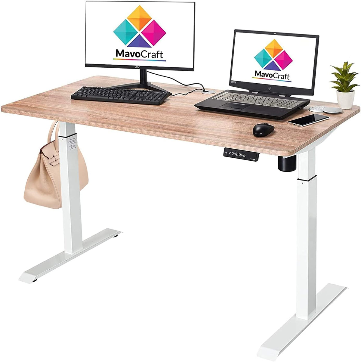 55-Inch Electric Height Adjustable Standing Desk with Attached Hook K30407
