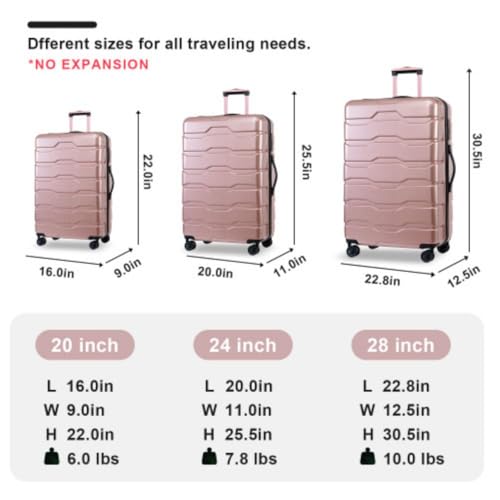 Purple Hard Shell 3 Piece Luggage Set with TSA Lock O703099