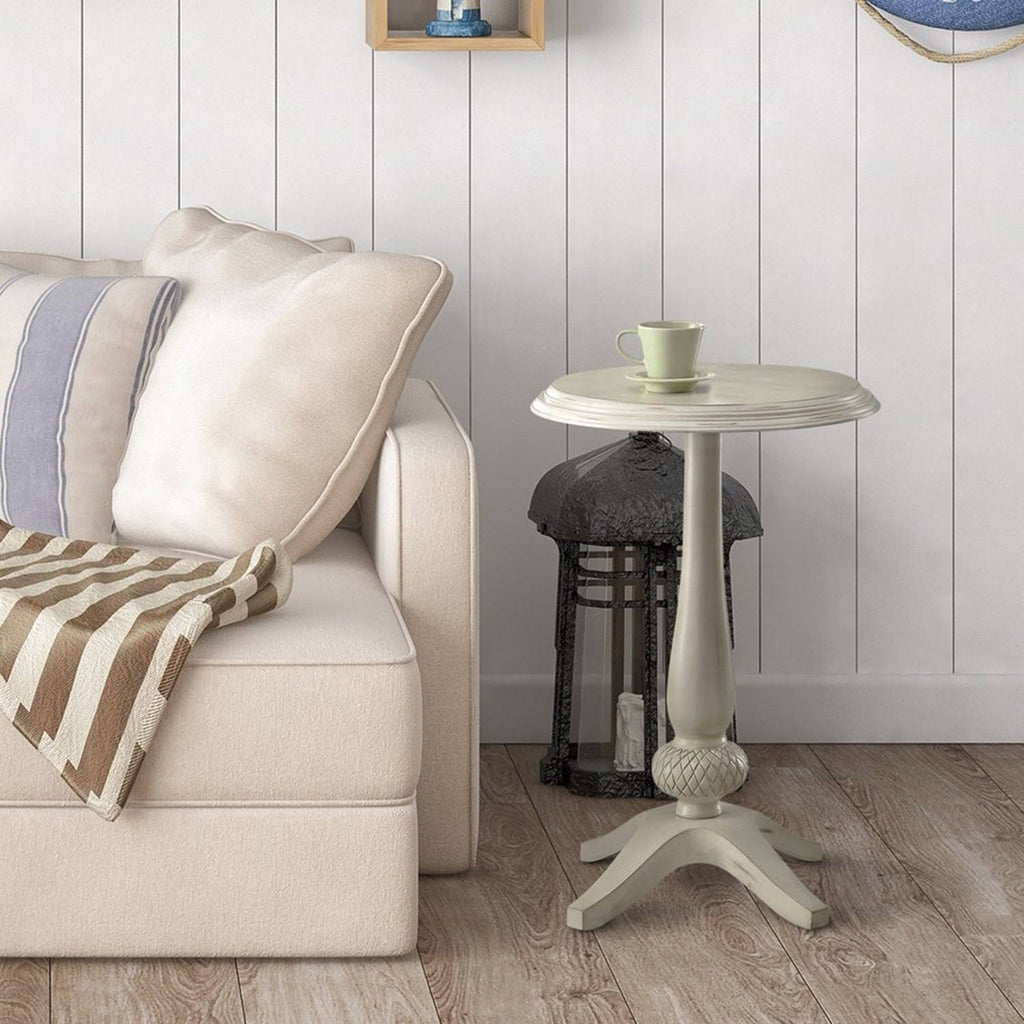Blue Solid Wood Round Side Table O375778