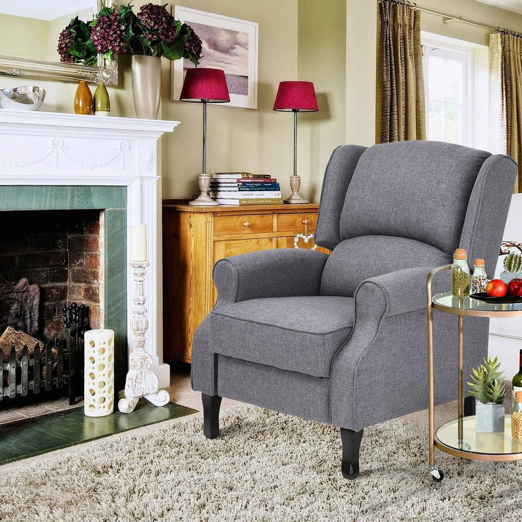 Gray Fabric Manual Push Back Recliner Sofa X1745