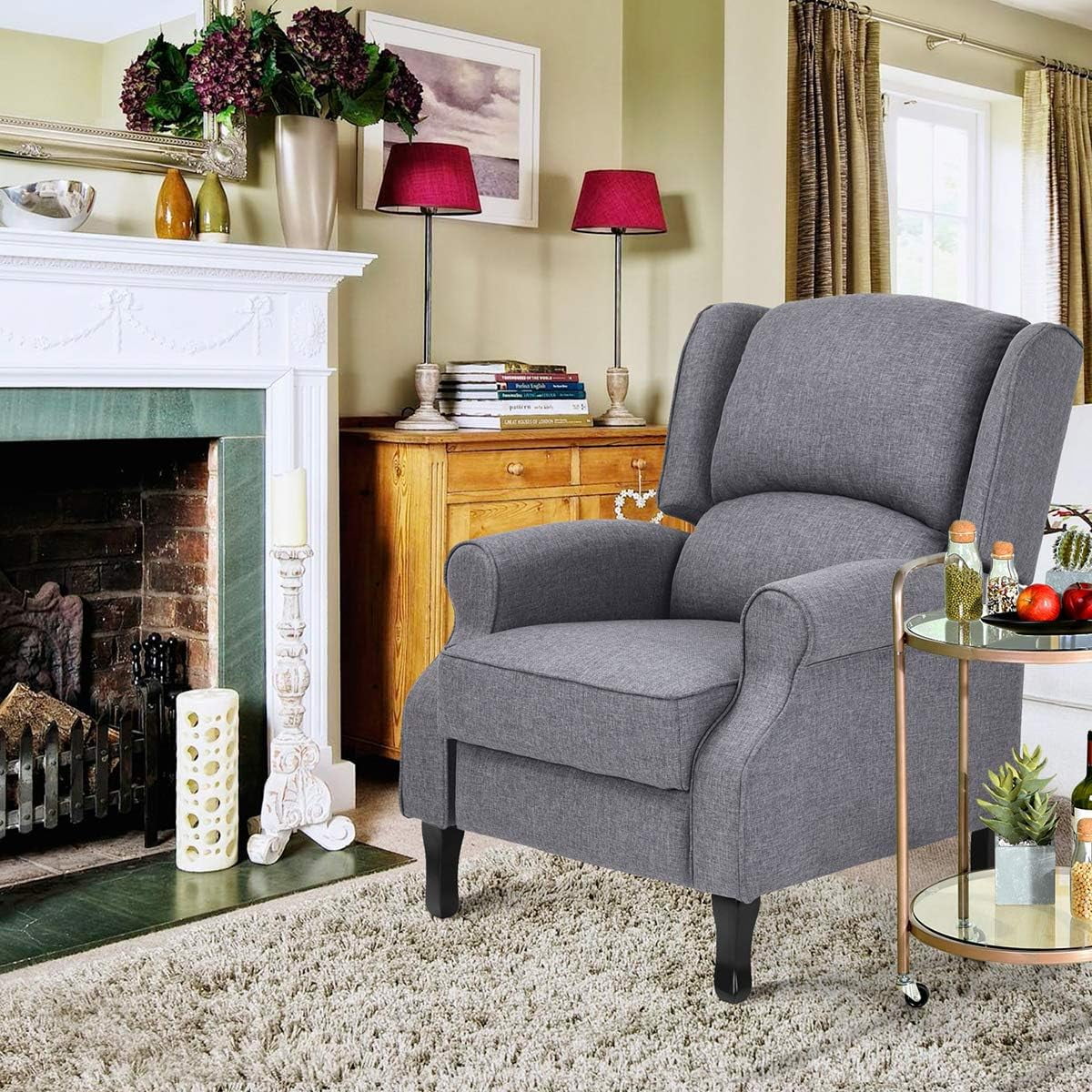 Gray Fabric Manual Push Back Recliner Sofa X1745