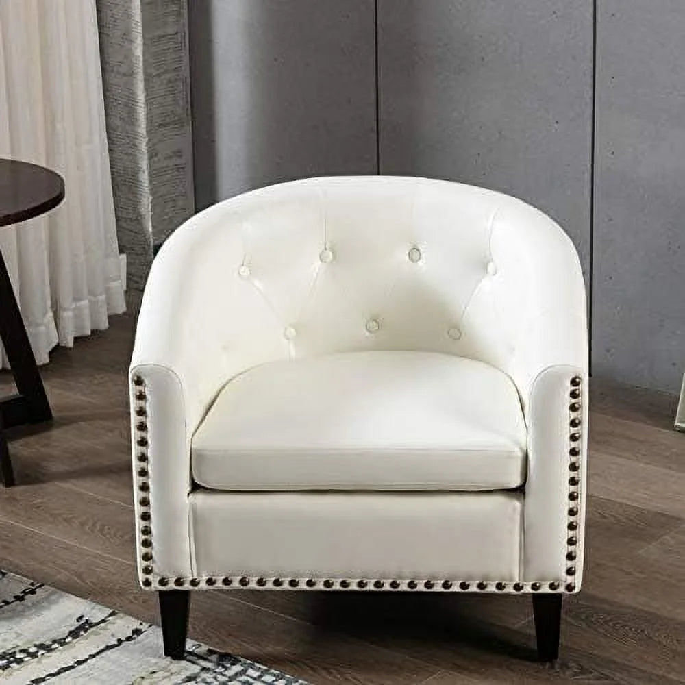 Cream Polyester Tufted Armchair G718371