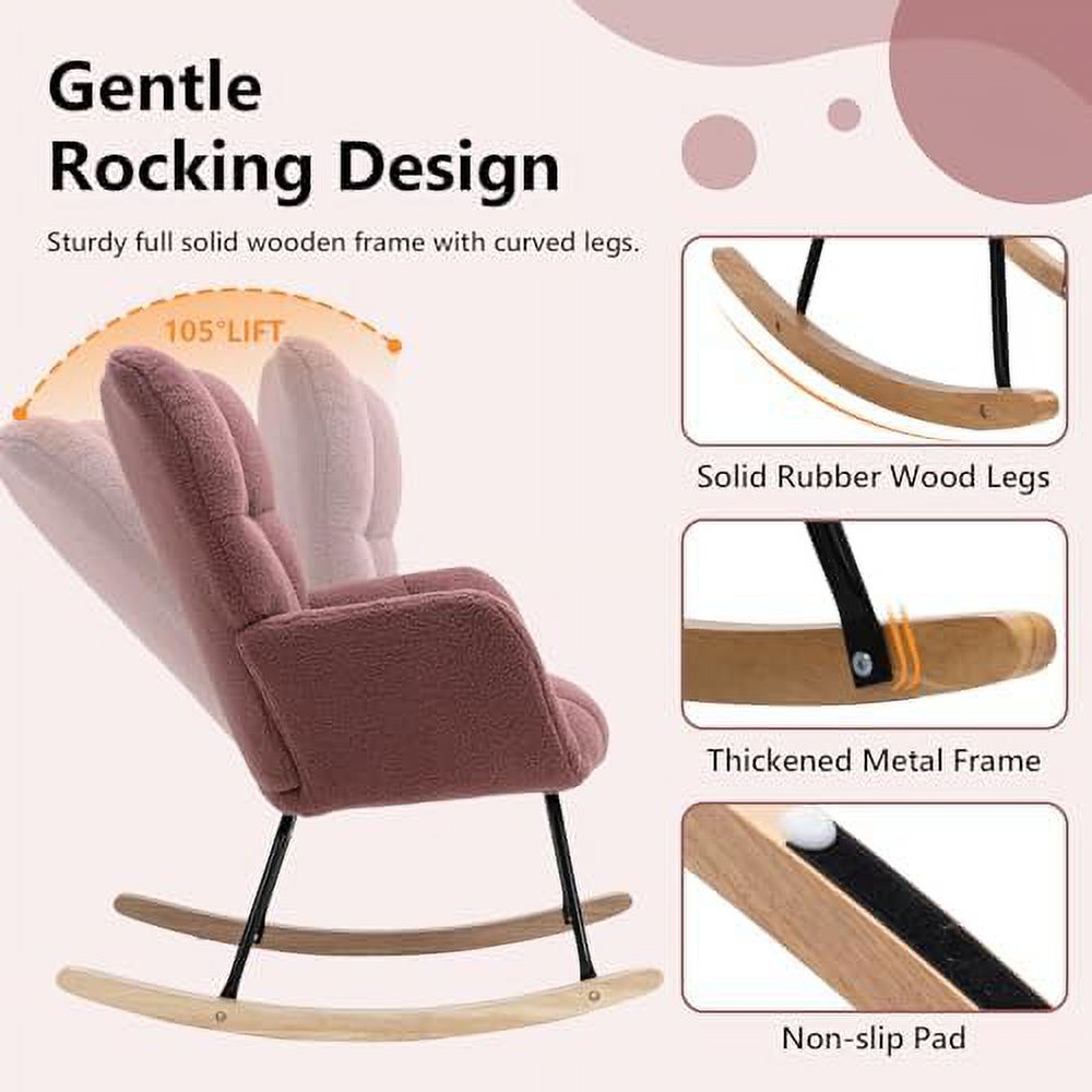 Grey Velvet Upholstered Nursery Rocking Chair N452932
