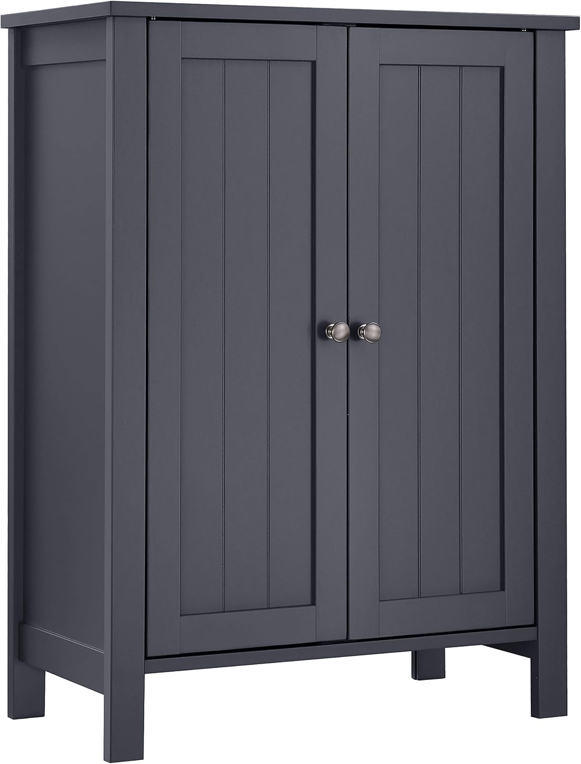 Brown Double Door Bathroom Floor Storage Cabinet with Adjustable Shelf A727