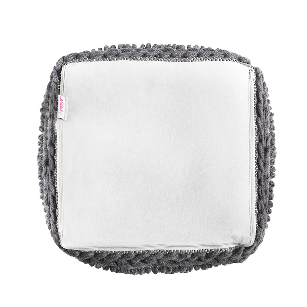 Charcoal Fabric Cube Pouf X517334