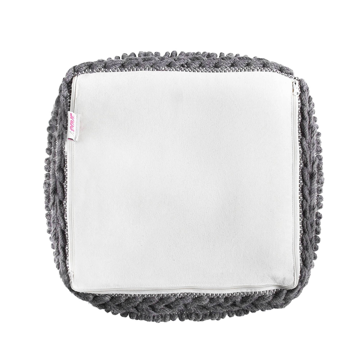 Charcoal Fabric Cube Pouf X517334